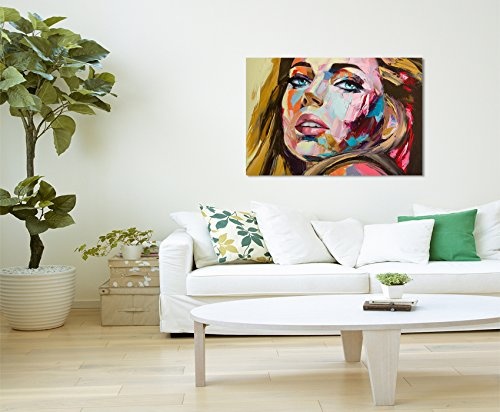 XXL Fotoleinwand 120x80cm Abstraktes Ölgemälde - Blonde Frau auf Leinwand exklusives Wandbild moderne Fotografie für ihre Wand in vielen Größen