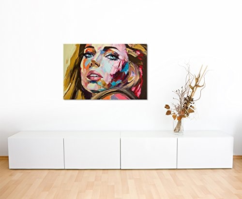 XXL Fotoleinwand 120x80cm Abstraktes Ölgemälde - Blonde Frau auf Leinwand exklusives Wandbild moderne Fotografie für ihre Wand in vielen Größen