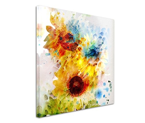 Sinus Art Wandbild quadratisch 60x60cm Bild - Bunte Sonnenblumen