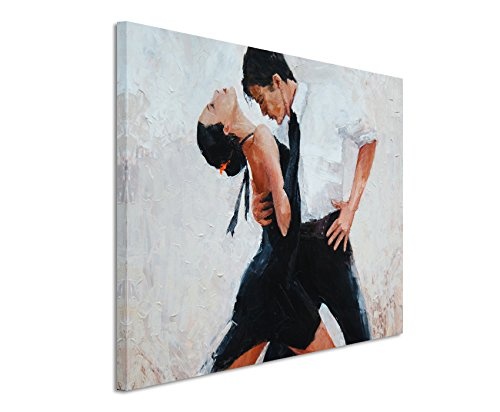 XXL Fotoleinwand 120x80cm Digitales Gemälde - Tangotänzer mit weißem Hintergrund auf Leinwand exklusives Wandbild moderne Fotografie für ihre Wand in vielen Größen