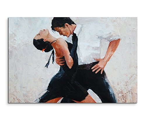 XXL Fotoleinwand 120x80cm Digitales Gemälde - Tangotänzer mit weißem Hintergrund auf Leinwand exklusives Wandbild moderne Fotografie für ihre Wand in vielen Größen