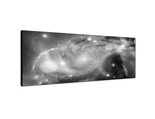 Augenblicke Wandbilder Keilrahmenbild Panoramabild SCHWARZ/Weiss 150x50cm Weltall Sterne Galaxie Planeten