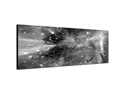 Augenblicke Wandbilder Keilrahmenbild Panoramabild SCHWARZ/Weiss 150x50cm Weltall Sterne Planeten