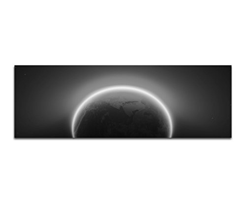 Augenblicke Wandbilder Keilrahmenbild Panoramabild SCHWARZ/Weiss 150x50cm Weltall Planet Erde Erwärmung