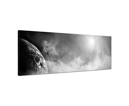 Augenblicke Wandbilder Keilrahmenbild Panoramabild SCHWARZ/Weiss 150x50cm Weltall Planet Erde Wolken Dunst