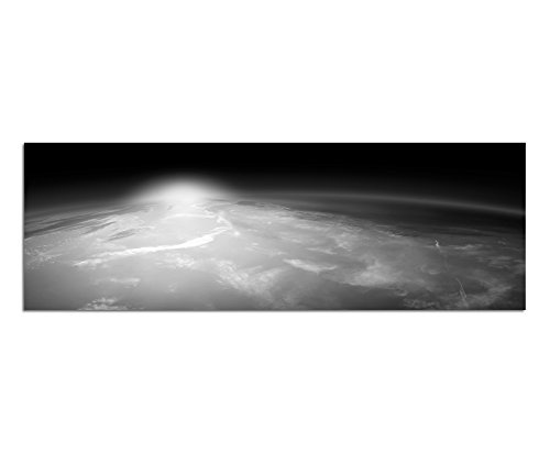 Augenblicke Wandbilder Keilrahmenbild Panoramabild SCHWARZ/Weiss 150x50cm Weltall Planet Erde Sonne