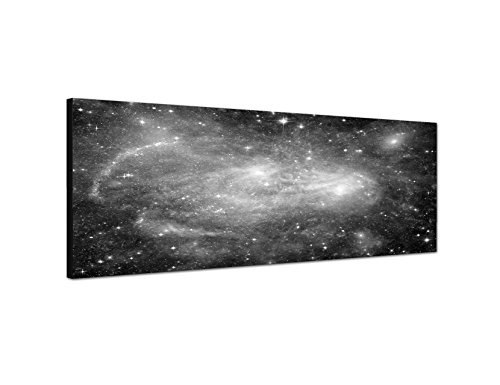 Augenblicke Wandbilder Keilrahmenbild Panoramabild SCHWARZ/Weiss 150x50cm Galaxie Weltall Sterne Planeten