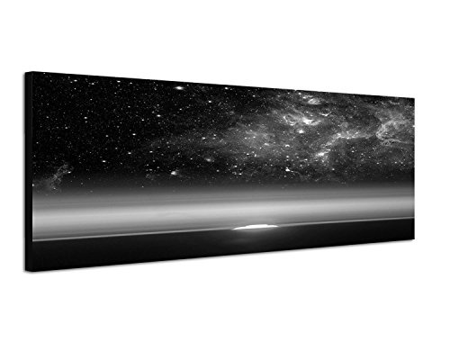 Augenblicke Wandbilder Keilrahmenbild Panoramabild SCHWARZ/Weiss 150x50cm Erde Weltall Galaxie Sterne