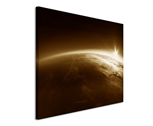 Augenblicke Wandbilder 120x80cm XXL riesige Bilder fertig gerahmt mit Keilrahmenin Sepia Weltall Foto Erde