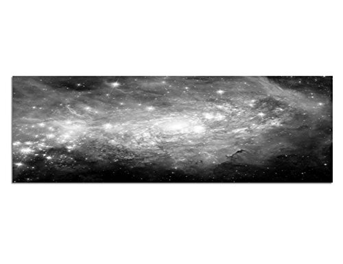 Augenblicke Wandbilder Keilrahmenbild Panoramabild SCHWARZ/Weiss 150x50cm Sterne Galaxie Weltall Planeten
