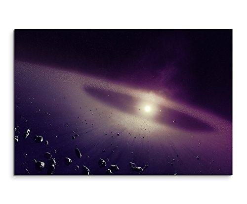 Augenblicke Wandbilder 120x80cm XXL riesige Bilder fertig gerahmt mit Echtholzrahmen in Mauve Weltall Asteroid