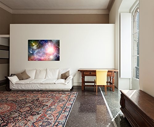 120x80cm - Fotodruck auf Leinwand und Rahmen Sterne Planet Galaxie Weltall - Leinwandbild auf Keilrahmen modern stilvoll - Bilder und Dekoration