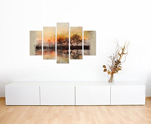 Sinus Art Wandbild 5 teilig gesamt 150x100cm Bild - Bäume am Meer