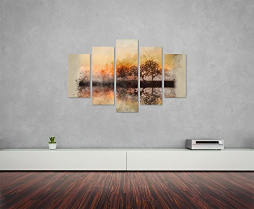 Sinus Art Wandbild 5 teilig gesamt 150x100cm Bild - Bäume am Meer