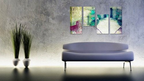 Augenblicke Wandbilder Cooles Bild für Deine Wand - 130x70cm 4 teiliges Keilrahmenbild (50x70+30x50+30x50+30x70cm) abstraktes Wandbild mehrteilig Gemälde-Stil handgemalte Optik Vintage
