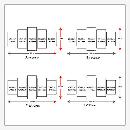 Wandmalereien, Tiere Bilder Druck auf Leinwand Künstlerische Wandkunst Malerei für Wohnkultur Dekoration Geschenk, Gestreckt und Gerahmt 5 Panels (20W x 10H),2,C
