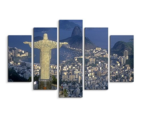 Bild Bilder 5 teilig gesamt 150x100cm Urbane Fotografie - Luftaufnahme von Rio de Janeiro, Brasilien
