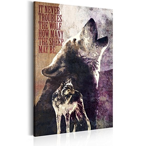 murando Bilder 60x90 cm - Leinwandbilder - Fertig Aufgespannt - 1 Teilig - Wandbilder XXL - Kunstdrucke - Wandbild - Poster Tier Wolf Natur m-A-0590-b-a