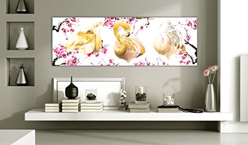 murando - Bilder Flamingos 150x50 cm Vlies Leinwandbild 1 TLG Kunstdruck modern Wandbilder XXL Wanddekoration Design Wand Bild - Flamingo Tiere Blumen Natur g-C-0052-b-d
