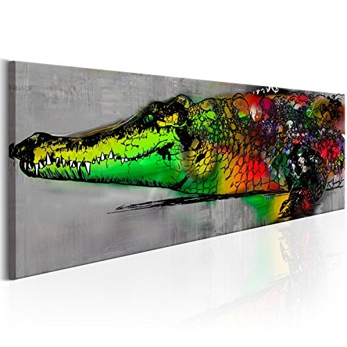 murando - Bilder 150x50 cm Vlies Leinwandbild 1 TLG Kunstdruck modern Wandbilder XXL Wanddekoration Design Wand Bild - Tier Alligator bunt g-C-0018-b-d