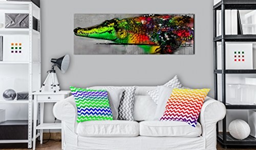 murando - Bilder 150x50 cm Vlies Leinwandbild 1 TLG Kunstdruck modern Wandbilder XXL Wanddekoration Design Wand Bild - Tier Alligator bunt g-C-0018-b-d