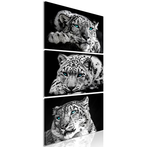 murando - Bilder Leopard 180x40 cm Vlies Leinwandbild 3 Teilig Kunstdruck modern Wandbilder XXL Wanddekoration Design Wand Bild - Tiere Wilde Orient schwarz weiß g-C-0086-b-e