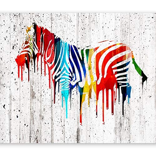 murando - Fototapete 350x256 cm - Vlies Tapete - Moderne Wanddeko - Design Tapete - Wandtapete - Wand Dekoration - Afrika Tier bunt Zebra Holz f-B-0035-a-a