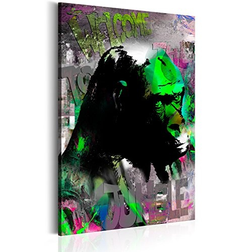murando - Bilder 80x120 cm Vlies Leinwandbild 1 TLG Kunstdruck modern Wandbilder XXL Wanddekoration Design Wand Bild - Poster Tier Gorille bunt g-A-0105-b-d