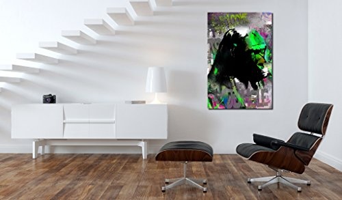 murando - Bilder 80x120 cm Vlies Leinwandbild 1 TLG Kunstdruck modern Wandbilder XXL Wanddekoration Design Wand Bild - Poster Tier Gorille bunt g-A-0105-b-d