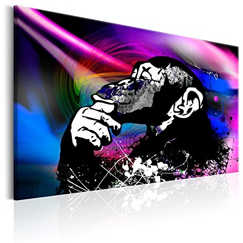 murando - Bilder 120x80 cm Vlies Leinwandbild 1 TLG Kunstdruck modern Wandbilder XXL Wanddekoration Design Wand Bild - Poster Tier AFFE Schimpanse bunt g-C-0020-b-d