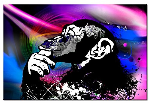 murando - Bilder 120x80 cm Vlies Leinwandbild 1 TLG Kunstdruck modern Wandbilder XXL Wanddekoration Design Wand Bild - Poster Tier AFFE Schimpanse bunt g-C-0020-b-d