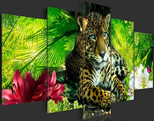 murando - Bilder 225x112 cm Vlies Leinwandbild 5 TLG Kunstdruck modern Wandbilder XXL Wanddekoration Design Wand Bild - Tier Jaguar Natur g-C-0042-b-m