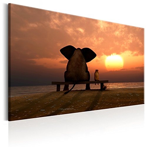 murando - Bilder 120x80 cm Vlies Leinwandbild 1 TLG Kunstdruck modern Wandbilder XXL Wanddekoration Design Wand Bild - Tier Elefant Natur Landschaft See g-B-0018-b-a