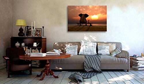 murando - Bilder 120x80 cm Vlies Leinwandbild 1 TLG Kunstdruck modern Wandbilder XXL Wanddekoration Design Wand Bild - Tier Elefant Natur Landschaft See g-B-0018-b-a