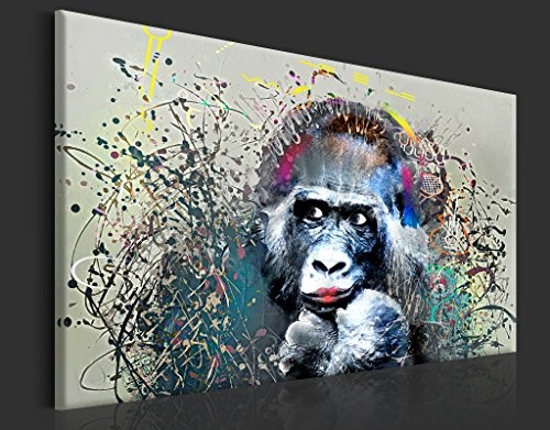 murando - Bilder 120x80 cm Vlies Leinwandbild 1 TLG Kunstdruck modern Wandbilder XXL Wanddekoration Design Wand Bild - Poster Tier Gorille g-A-0104-b-a