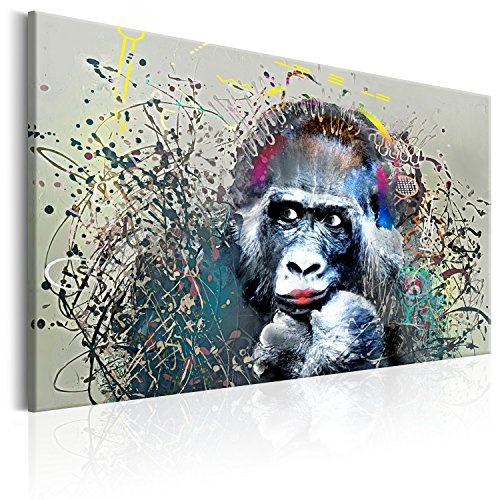murando - Bilder 120x80 cm Vlies Leinwandbild 1 TLG Kunstdruck modern Wandbilder XXL Wanddekoration Design Wand Bild - Poster Tier Gorille g-A-0104-b-a