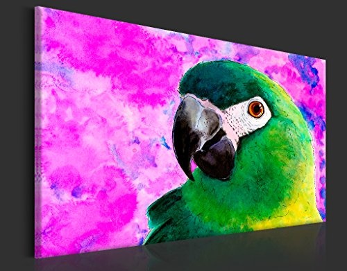 murando Bilder 120x80 cm - Leinwandbilder - Fertig Aufgespannt - 1 Teilig - Wandbilder XXL - Kunstdrucke - Wandbild - Poster Tier Papagei - wie gemalt - wie gemalt g-B-0020-b-a