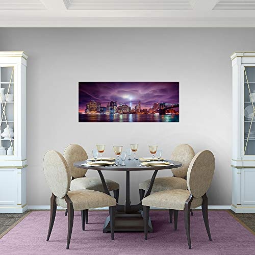 Bilder New York Stadt Wandbild Vlies - Leinwand Bild XXL Format Wandbilder Wohnzimmer Wohnung Deko Kunstdrucke Violett 1 Teilig - MADE IN GERMANY - Fertig zum Aufhängen 003612a