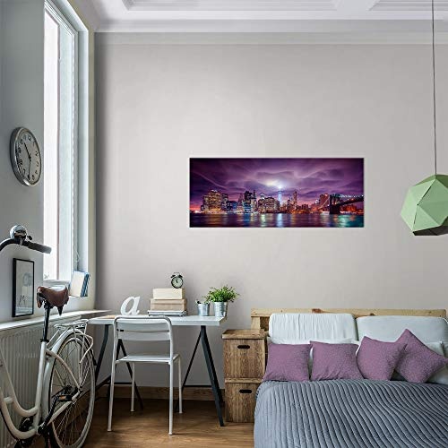 Bilder New York Stadt Wandbild Vlies - Leinwand Bild XXL Format Wandbilder Wohnzimmer Wohnung Deko Kunstdrucke Violett 1 Teilig - MADE IN GERMANY - Fertig zum Aufhängen 003612a
