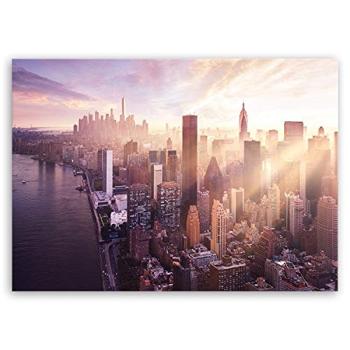 ge Bildet® hochwertiges Leinwandbild - Sonnenuntergang über Manhattan - New York City - 100 x 70 cm einteilig 2211 G