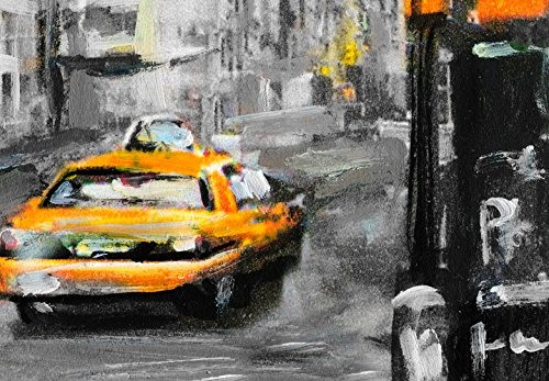 murando - Bilder New York 120x80 cm Vlies Leinwandbild 1 TLG Kunstdruck modern Wandbilder XXL Wanddekoration Design Wand Bild - Stad Manhattan Taxi schwarz weiß grau d-B-0173-b-a