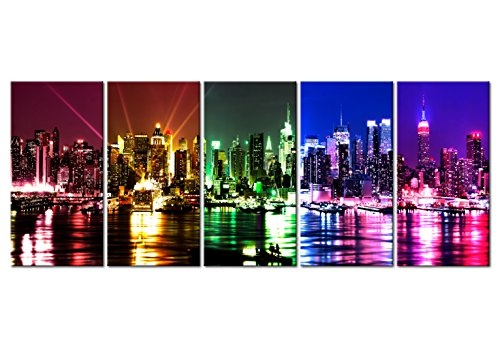 murando - Bilder New York 200x80 cm Vlies Leinwandbild 5 TLG Kunstdruck modern Wandbilder XXL Wanddekoration Design Wand Bild - City Stadt d-C-0076-b-m