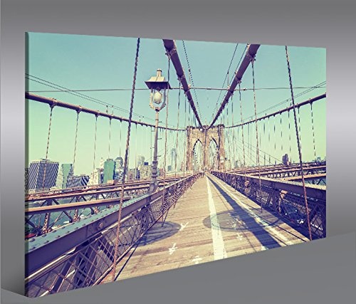 islandburner Bild Bilder auf Leinwand Brooklyn Bridge V3 Manhattan New York City 1K XXL Poster Leinwandbild Wandbild Dekoartikel Wohnzimmer Marke