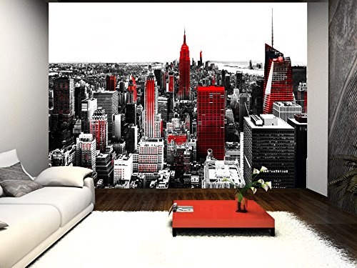 murando - Fototapete 200x140 cm - Vlies Tapete - Moderne Wanddeko - Design Tapete - Wandtapete - Wand Dekoration - New York Rot Grau 10110904-61