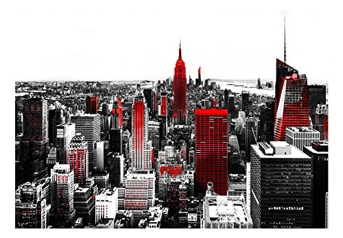 murando - Fototapete 200x140 cm - Vlies Tapete - Moderne Wanddeko - Design Tapete - Wandtapete - Wand Dekoration - New York Rot Grau 10110904-61