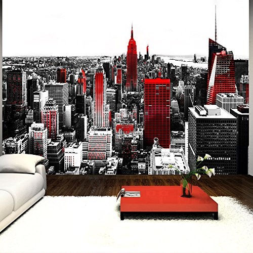 murando - Fototapete 200x140 cm - Vlies Tapete - Moderne Wanddeko - Design Tapete - Wandtapete - Wand Dekoration - New York Rot Grau 10110904-61