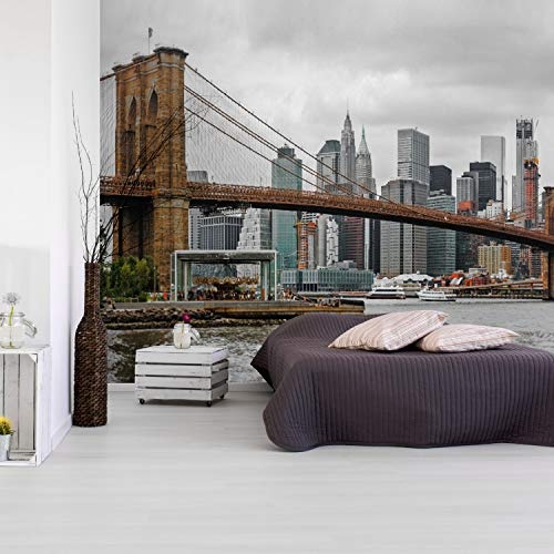 murando - Fototapete New York 400x280 cm - Vlies Tapete - Moderne Wanddeko - Design Tapete - Wandtapete - Wand Dekoration - Brooklyn Bridge Manhattan d-B-0259-a-b