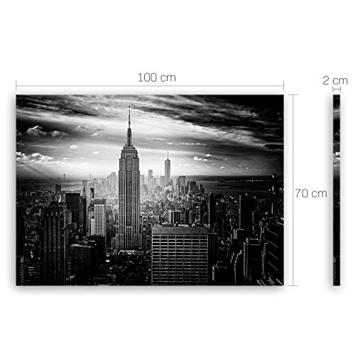 ge Bildet® hochwertiges Leinwandbild - Empire State Building in New York - Schwarz Weiß - 100 x 70 cm einteilig | Wanddeko Wandbild Wandbilder Bild auf Leinwand | 2283II D