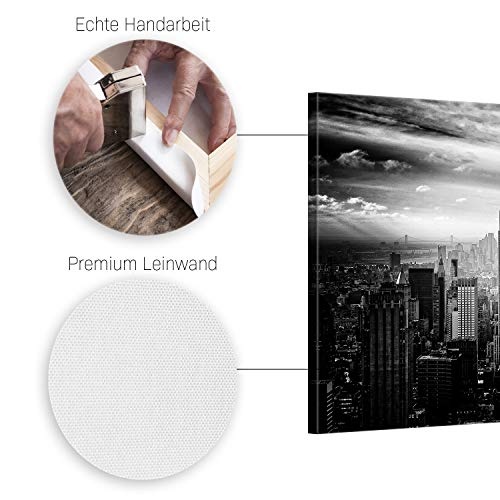 ge Bildet® hochwertiges Leinwandbild - Empire State Building in New York - Schwarz Weiß - 100 x 70 cm einteilig | Wanddeko Wandbild Wandbilder Bild auf Leinwand | 2283II D