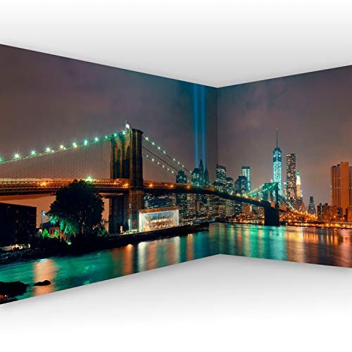 murando - Eckfototapete New York 550x250 cm - Vlies Tapete - Moderne Wanddeko - Design Tapete - Wandtapete - Wand Dekoration - Brücke Stadt City d-A-0035-a-a